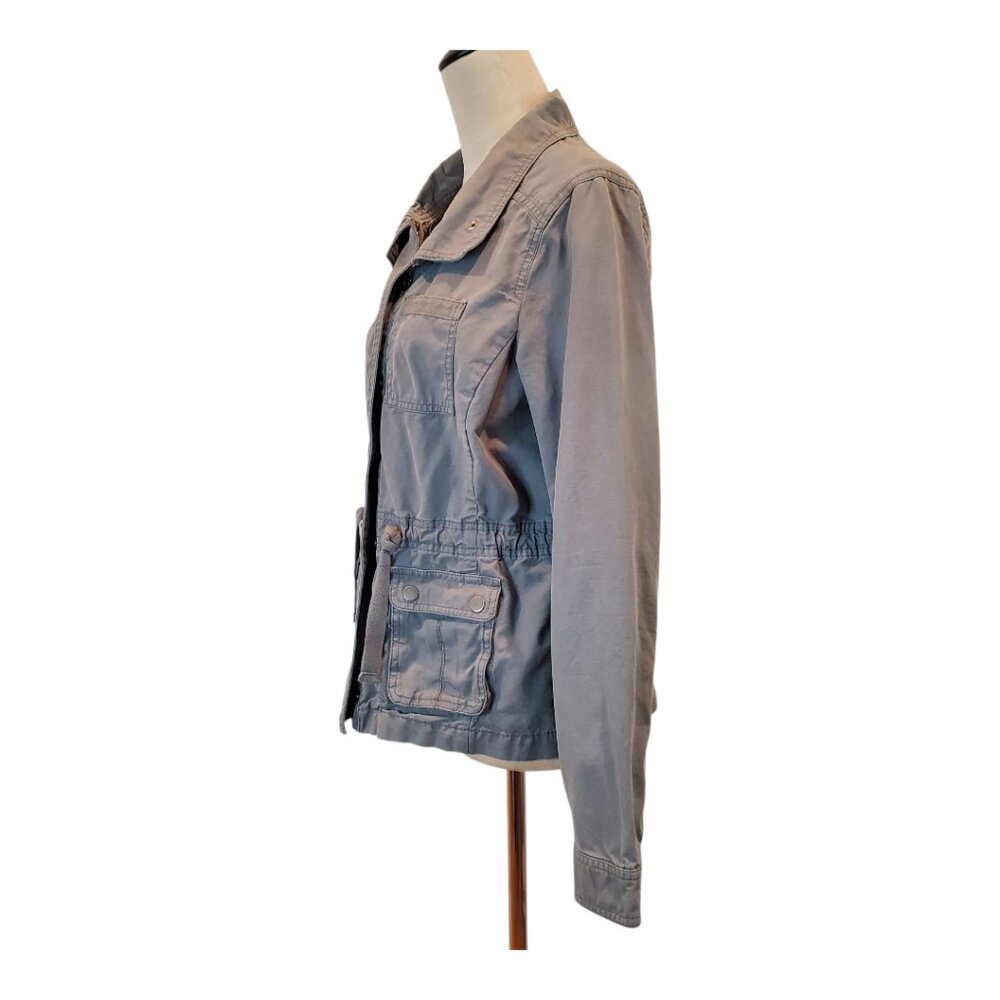 GAP SZ M Women's Zip Front Utility Safari Jacket Cargo Pockets in Gray - Picture 5 of 12